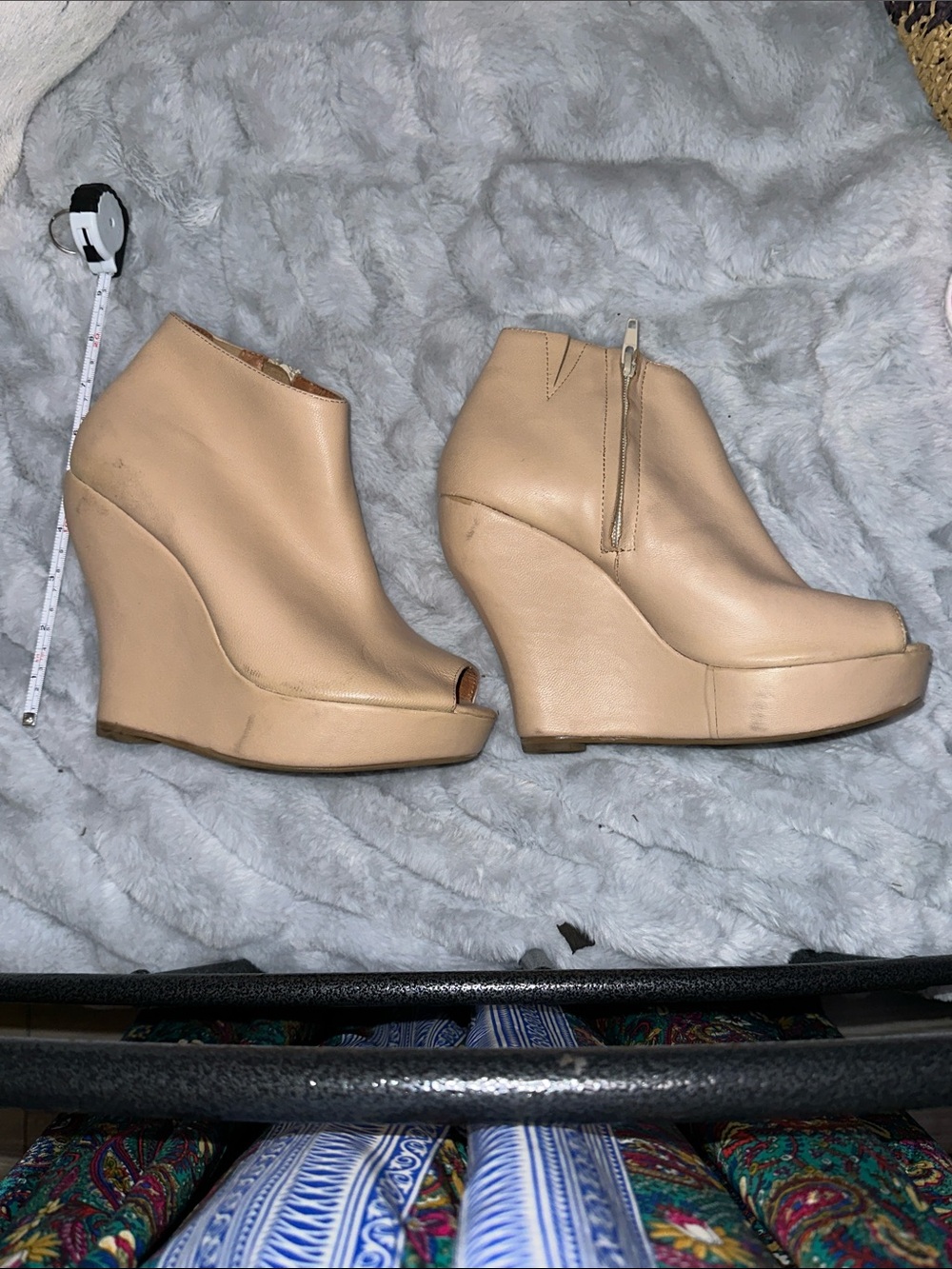 Jeffrey Campbell Nude Peep-Toe Wedge Booties - Picture 5 of 5